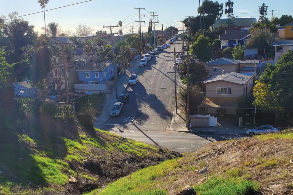 Vacant lot on hillside in East Los Angeles.